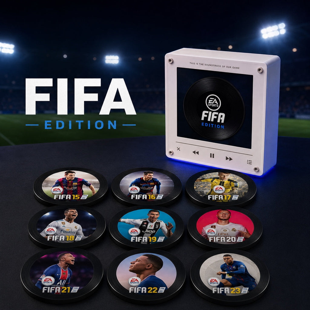 Memory Mode FIFA Edition magnetic music player with nine themed discs
